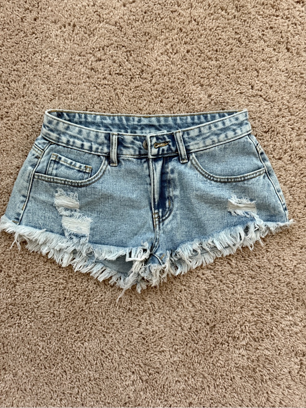 SHEIN Light Wash Distressed Denim Cutoff Shorts